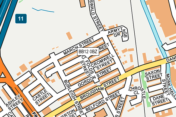 BB12 0BZ map - OS OpenMap – Local (Ordnance Survey)