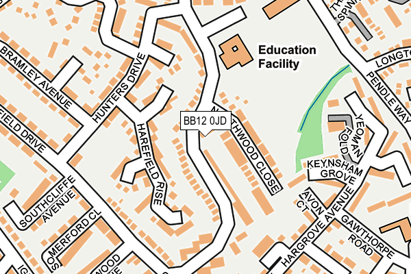 BB12 0JD map - OS OpenMap – Local (Ordnance Survey)