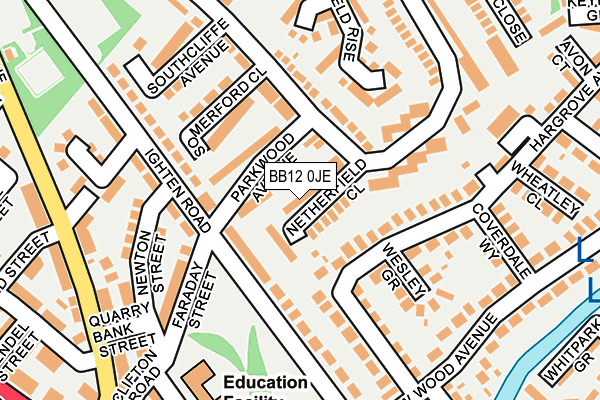 BB12 0JE map - OS OpenMap – Local (Ordnance Survey)