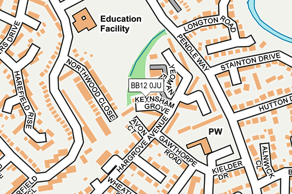 BB12 0JU map - OS OpenMap – Local (Ordnance Survey)