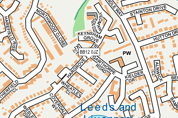BB12 0JZ map - OS OpenMap – Local (Ordnance Survey)