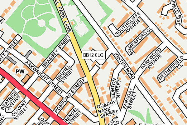 BB12 0LQ map - OS OpenMap – Local (Ordnance Survey)