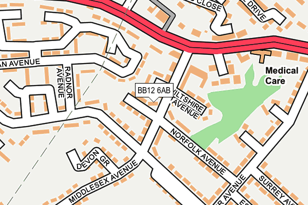 BB12 6AB map - OS OpenMap – Local (Ordnance Survey)