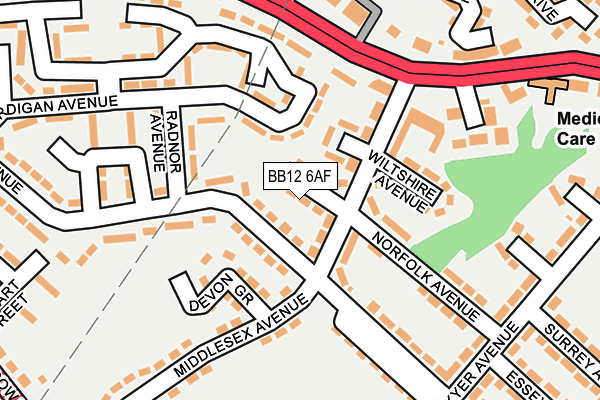BB12 6AF map - OS OpenMap – Local (Ordnance Survey)