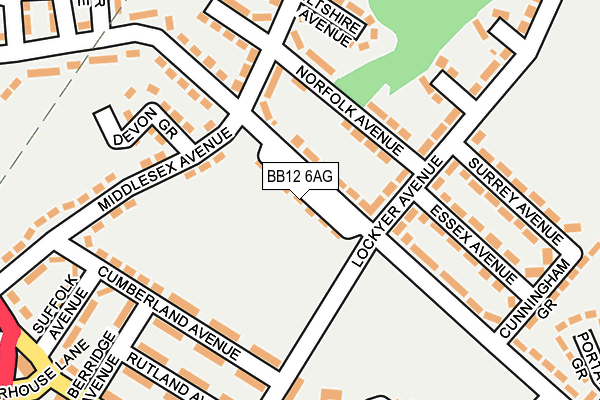 BB12 6AG map - OS OpenMap – Local (Ordnance Survey)