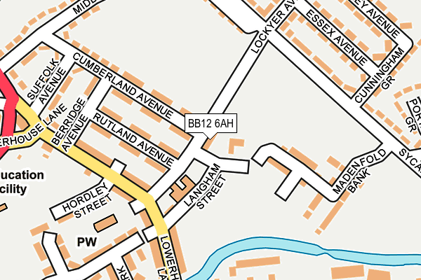 BB12 6AH map - OS OpenMap – Local (Ordnance Survey)