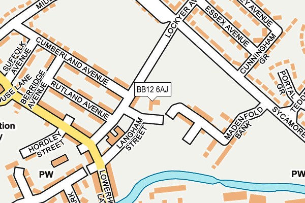 BB12 6AJ map - OS OpenMap – Local (Ordnance Survey)