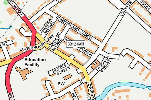 BB12 6AN map - OS OpenMap – Local (Ordnance Survey)