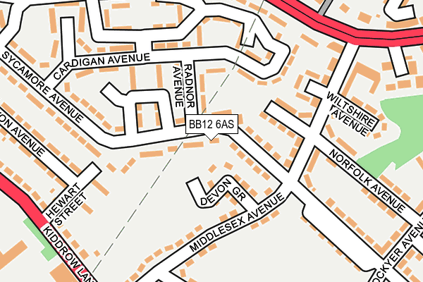 BB12 6AS map - OS OpenMap – Local (Ordnance Survey)