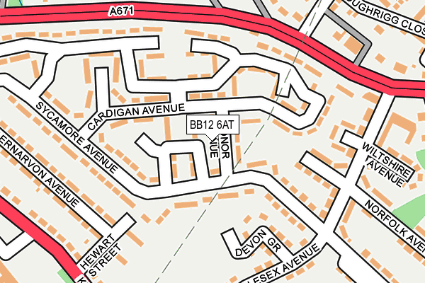 BB12 6AT map - OS OpenMap – Local (Ordnance Survey)