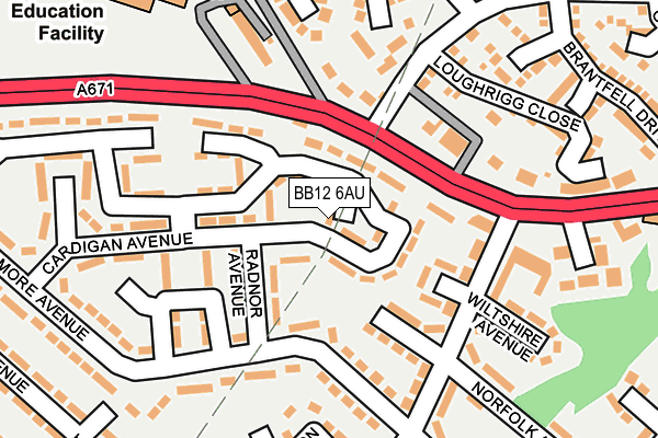 BB12 6AU map - OS OpenMap – Local (Ordnance Survey)