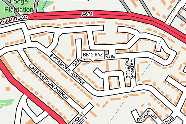 BB12 6AZ map - OS OpenMap – Local (Ordnance Survey)