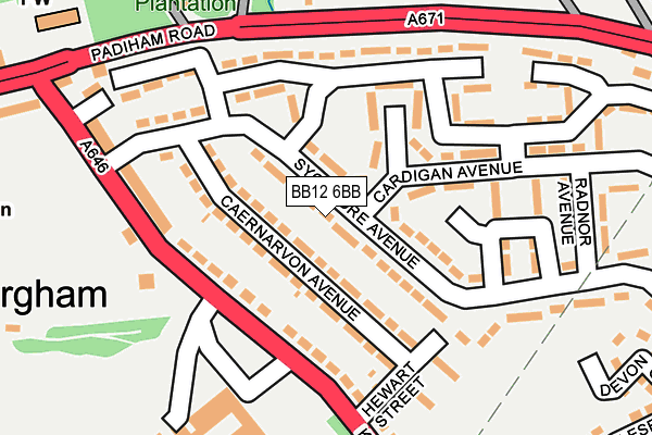 BB12 6BB map - OS OpenMap – Local (Ordnance Survey)