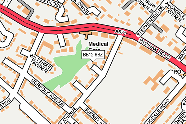 BB12 6BZ map - OS OpenMap – Local (Ordnance Survey)