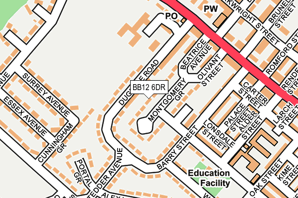 BB12 6DR map - OS OpenMap – Local (Ordnance Survey)