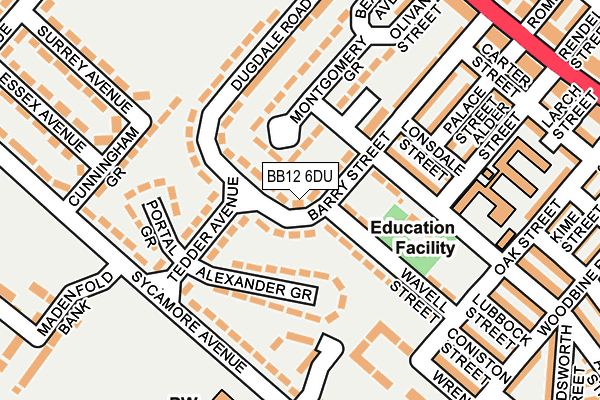 BB12 6DU map - OS OpenMap – Local (Ordnance Survey)