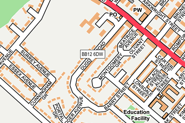 BB12 6DW map - OS OpenMap – Local (Ordnance Survey)