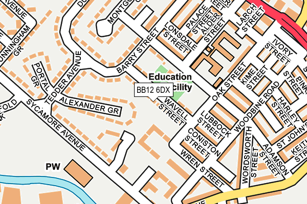 BB12 6DX map - OS OpenMap – Local (Ordnance Survey)