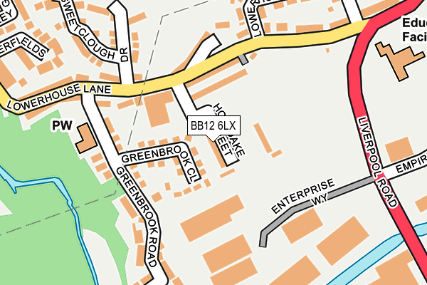 BB12 6LX map - OS OpenMap – Local (Ordnance Survey)