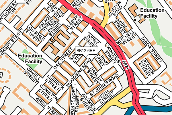 BB12 6RE map - OS OpenMap – Local (Ordnance Survey)