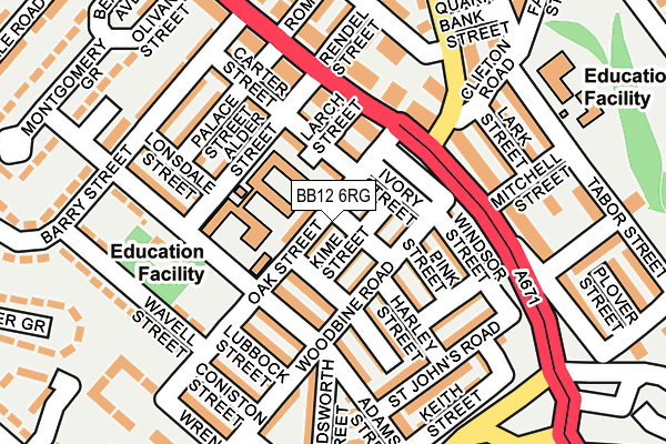 BB12 6RG map - OS OpenMap – Local (Ordnance Survey)