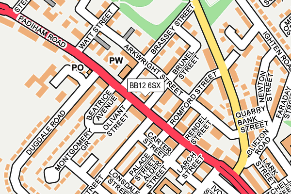 BB12 6SX map - OS OpenMap – Local (Ordnance Survey)