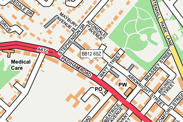 BB12 6SZ map - OS OpenMap – Local (Ordnance Survey)