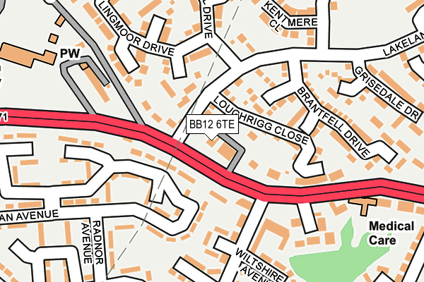 BB12 6TE map - OS OpenMap – Local (Ordnance Survey)