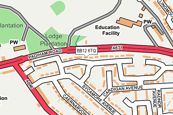 BB12 6TQ map - OS OpenMap – Local (Ordnance Survey)
