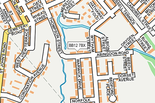 BB12 7BX map - OS OpenMap – Local (Ordnance Survey)