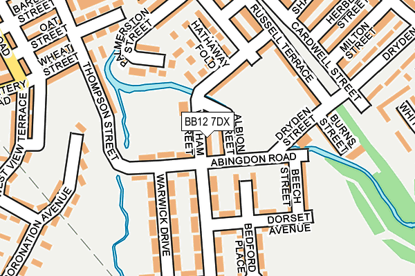 BB12 7DX map - OS OpenMap – Local (Ordnance Survey)