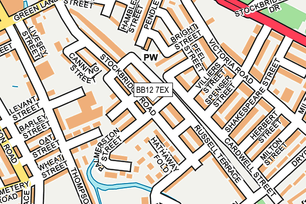 BB12 7EX map - OS OpenMap – Local (Ordnance Survey)