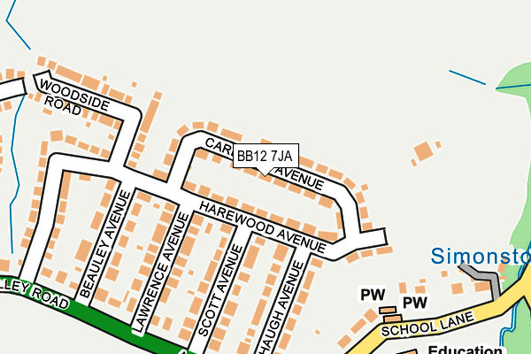 BB12 7JA map - OS OpenMap – Local (Ordnance Survey)