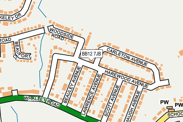 BB12 7JB map - OS OpenMap – Local (Ordnance Survey)