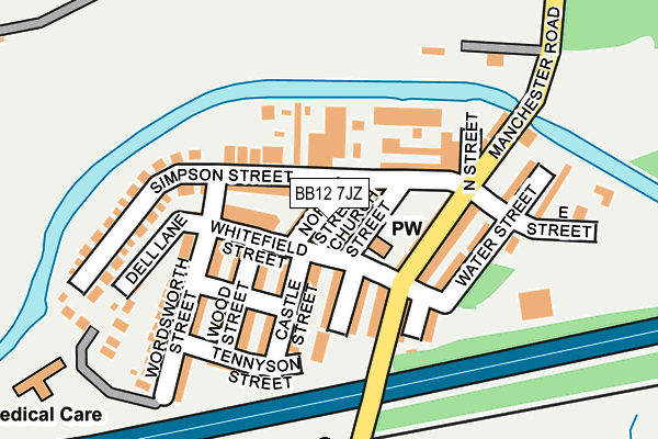 BB12 7JZ map - OS OpenMap – Local (Ordnance Survey)