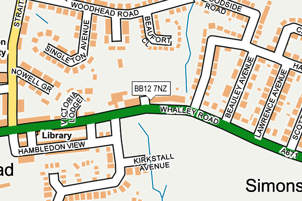 BB12 7NZ map - OS OpenMap – Local (Ordnance Survey)