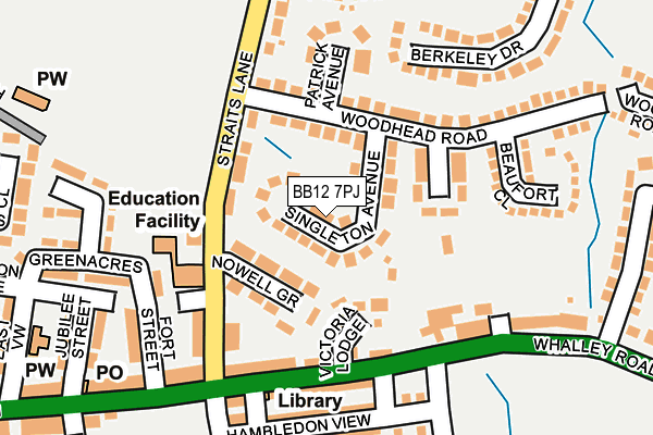 BB12 7PJ map - OS OpenMap – Local (Ordnance Survey)