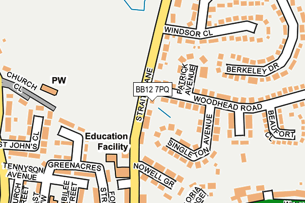 BB12 7PQ map - OS OpenMap – Local (Ordnance Survey)