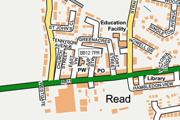 BB12 7PR map - OS OpenMap – Local (Ordnance Survey)