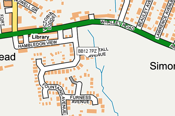 BB12 7PZ map - OS OpenMap – Local (Ordnance Survey)