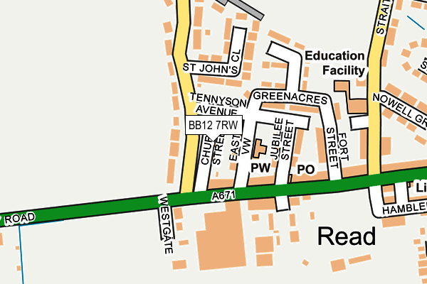 BB12 7RW map - OS OpenMap – Local (Ordnance Survey)