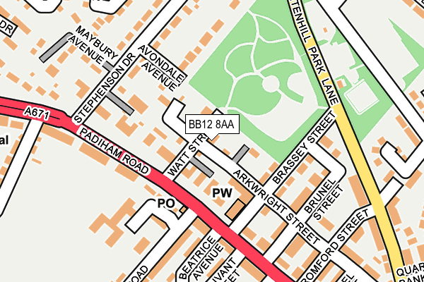 BB12 8AA map - OS OpenMap – Local (Ordnance Survey)