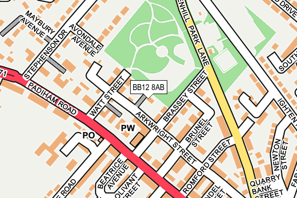BB12 8AB map - OS OpenMap – Local (Ordnance Survey)