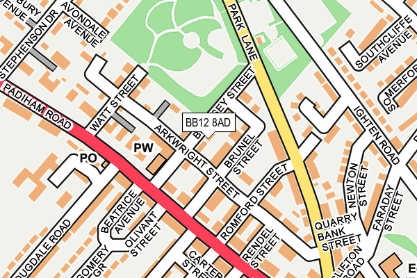 BB12 8AD map - OS OpenMap – Local (Ordnance Survey)