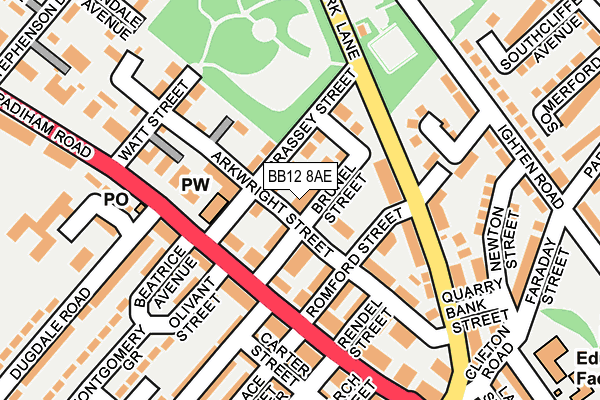 BB12 8AE map - OS OpenMap – Local (Ordnance Survey)