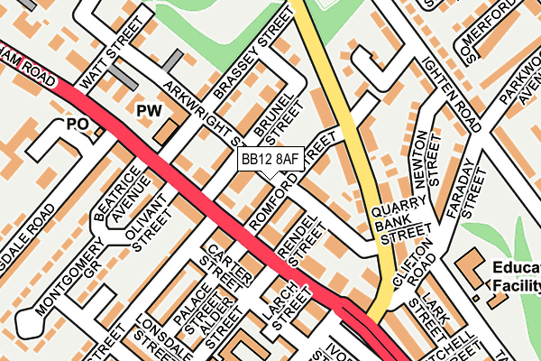 BB12 8AF map - OS OpenMap – Local (Ordnance Survey)