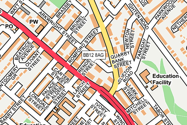 BB12 8AG map - OS OpenMap – Local (Ordnance Survey)
