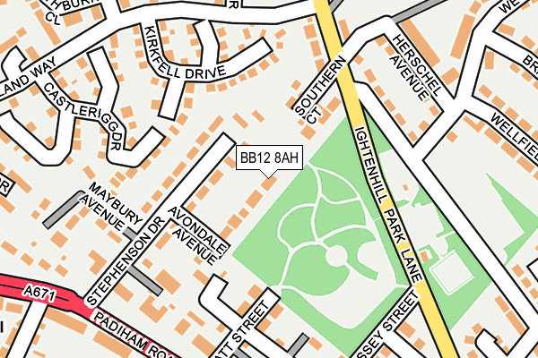 BB12 8AH map - OS OpenMap – Local (Ordnance Survey)