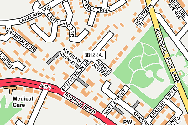 BB12 8AJ map - OS OpenMap – Local (Ordnance Survey)