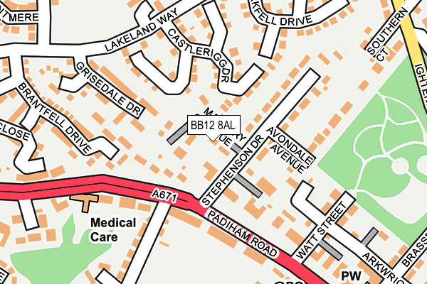 BB12 8AL map - OS OpenMap – Local (Ordnance Survey)